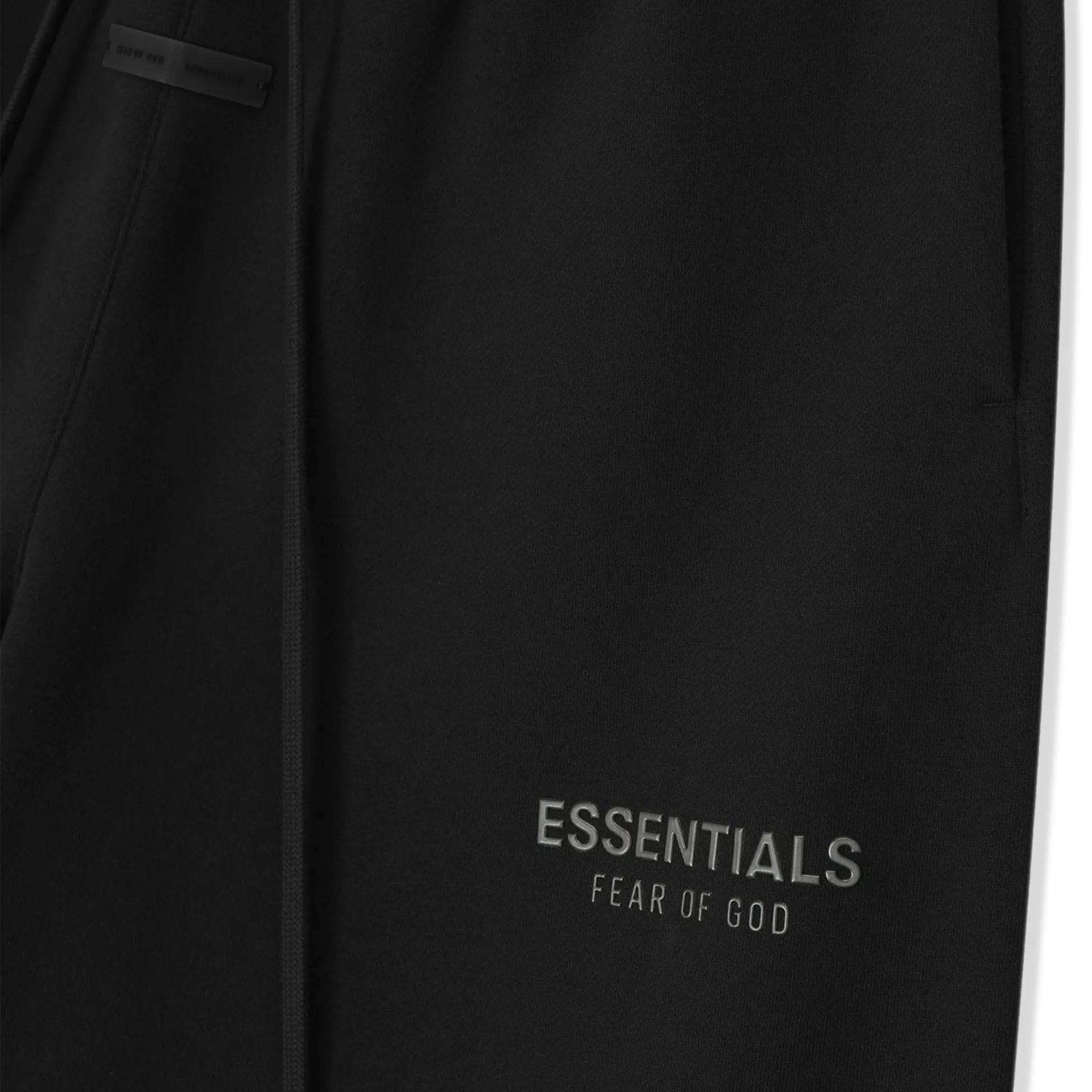 Detailed View of Fear Of God Essentials Classic Fleece Black Shorts (FW25)